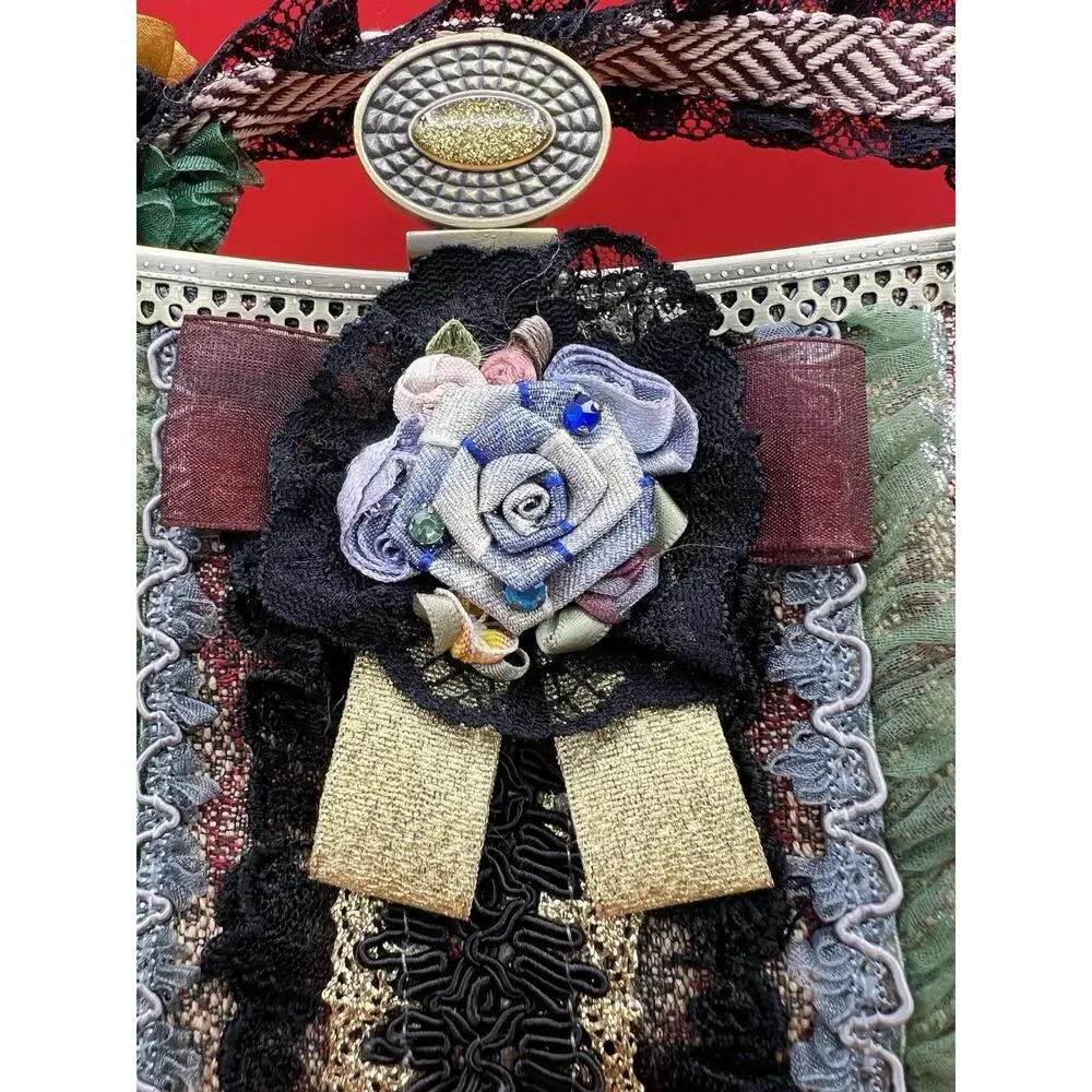 Malina Evening Victorian Bag Steam Punk Convertible Chain Lace Tapestry Purse